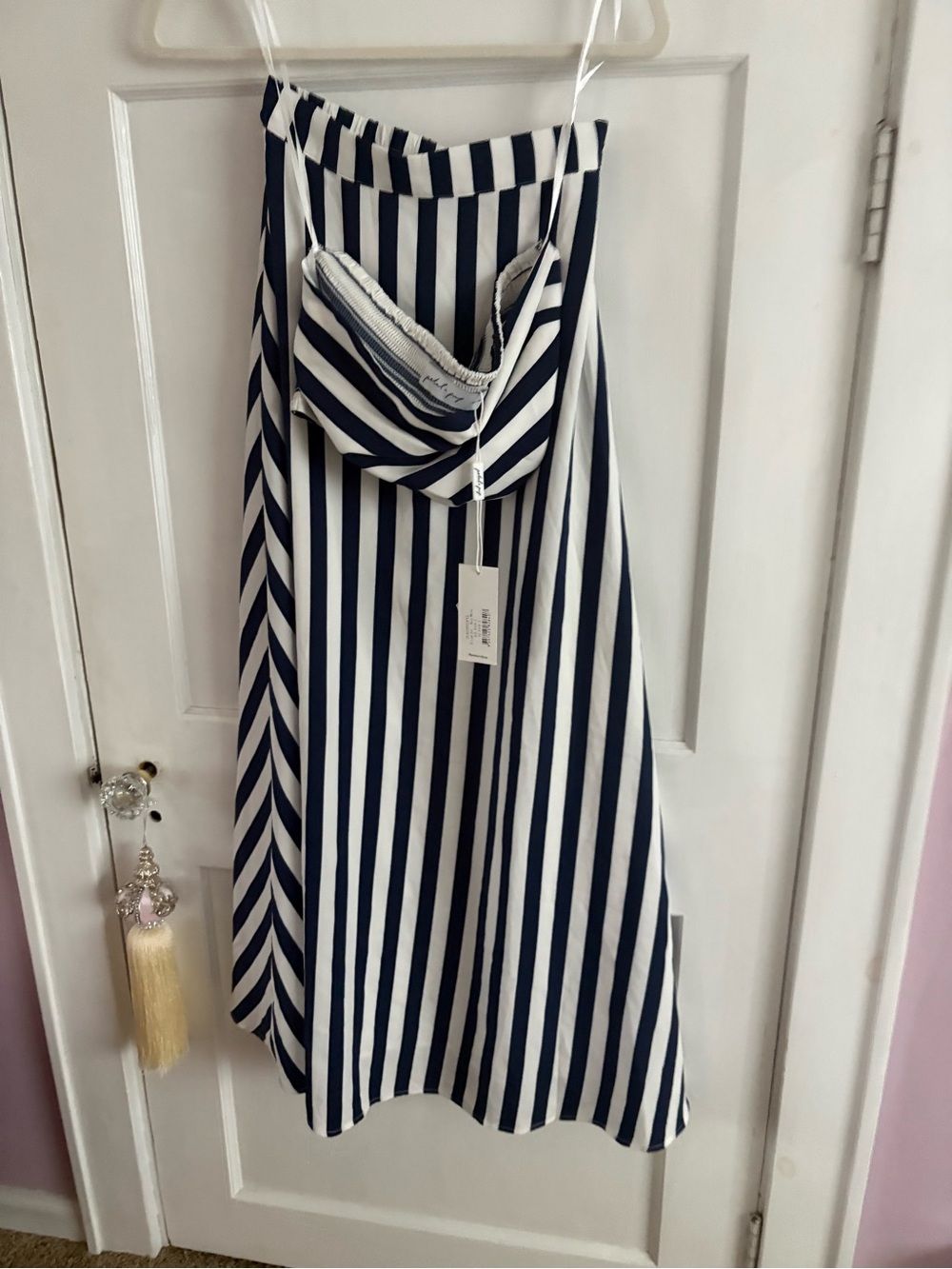 NWT Petal & Pup Navy and White Vertical Stripe A-Line Skirt & Top Set